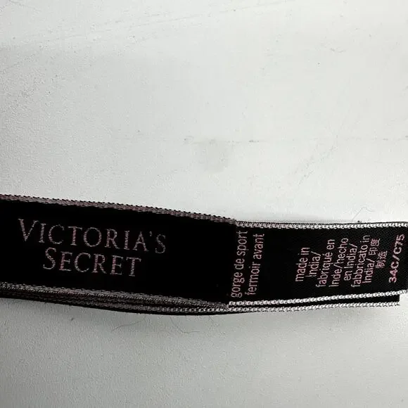 Victoria's Secret Knockout Front-Close Sports Bra Zip Up Padded Black 34C - Picture 4 of 9